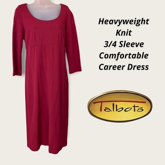 Talbots Knit Career Dress Mature Preppy Travel Empire Bodice Separate Classic 4 - Picture 1 of 4